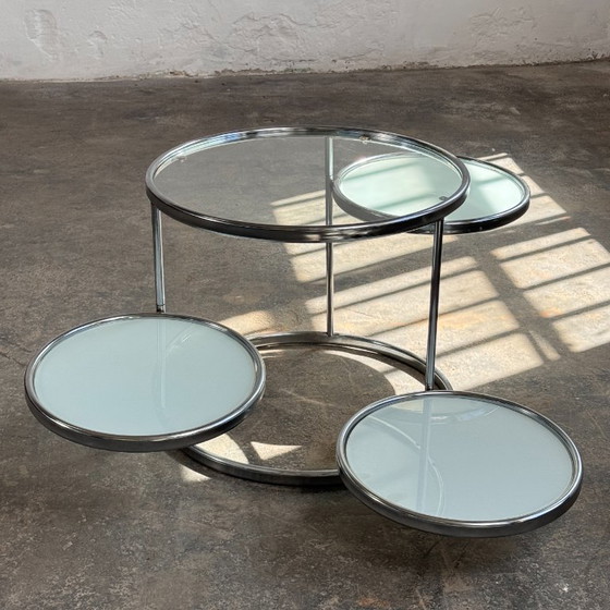 Image 1 of Milo Baughman Style Chrome and Glass Coffee Table, 1990