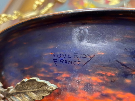 Prächtiger Art-Deco-Kronleuchter mit der Signatur „Noverdy France“. – Pendelleuchten, Bronze, Glass, Art Deco (photo 8 of 10)