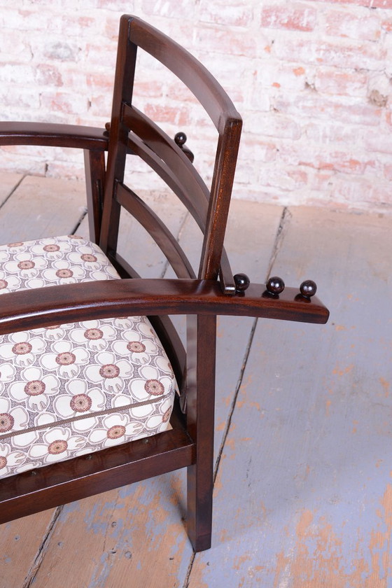 Poltrona Art Déco regolabile restaurata, di Thonet, Faggio, Lucidata, Ceca, anni '20, Poltrone, Tessile (foto 12 di 15)