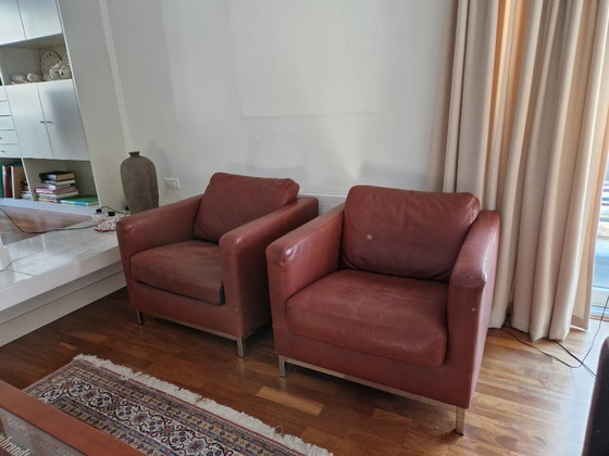 Image 1 of Beautiful leather armchairs from Machalke - cognac-colored