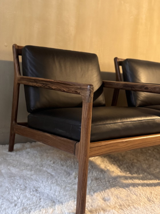 Image 1 of 2x Etnicraft Jack fauteuil zwart leer