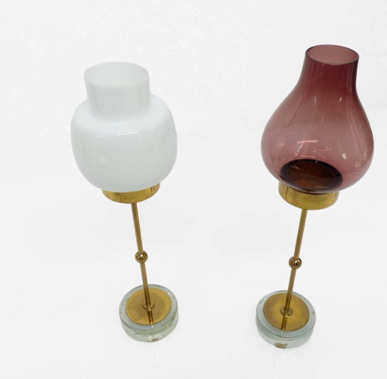 Image 1 of Paire de photophores scandinaves Gunnar Ander pour Ystad Metall, Suède 1950-1960 