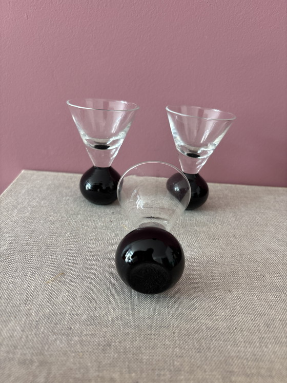 Image 1 of Art deco globe glasses 3x shot glasses