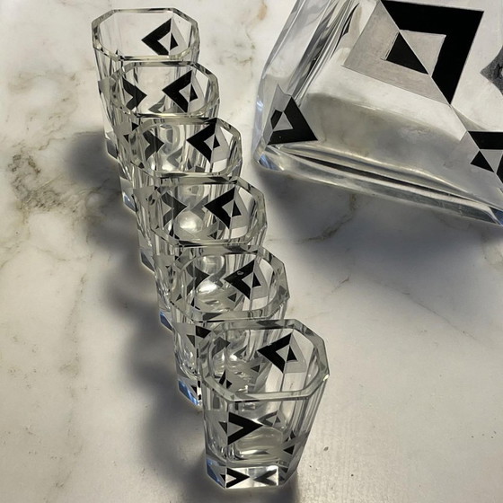 Servizio da Liquore Cubista Art Déco in Cristallo di Karl Palda, anni '30, Set di 8 – Bicchieri e caraffe (photo 10 of 17)