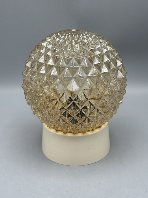 Vintage plafondlamp in geslepen glas