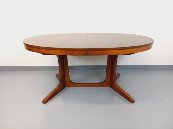 Image 1 of 60s-70s vintage Baumann elm wood oval dining table with extensions