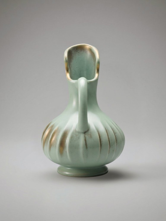 Image 1 of B. Letalle Saint-Clément ceramic vase – model 9002 – iridescent celadon green – 1950s/60s – 18 cm