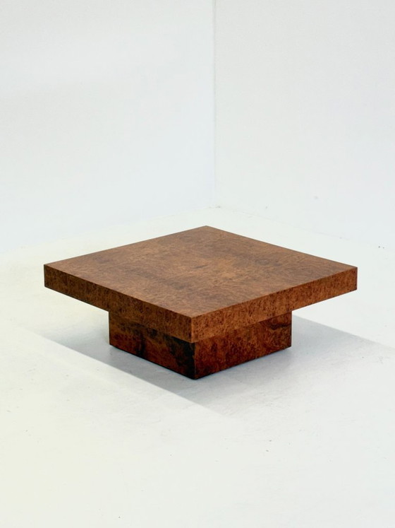 Image 1 of Square coffee table by Fratelli Turri with burl wood