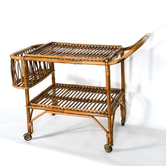 Image 1 of Vintage bamboo bar trolley from 50s. Made in Italy
