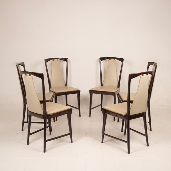 Osvaldo Borsani Sedie da Pranzo Italiane Mid Century in Mogano Tinto per ABV 1950 – Wood, Mid Century Modern (photo 2 of 20)