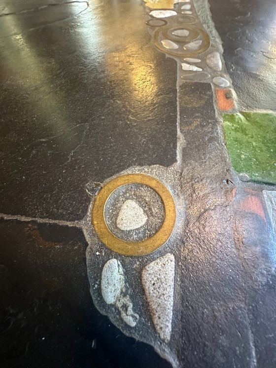 Image 1 of Paul Kingma coffee table. 1980s. With brass and ceramic.