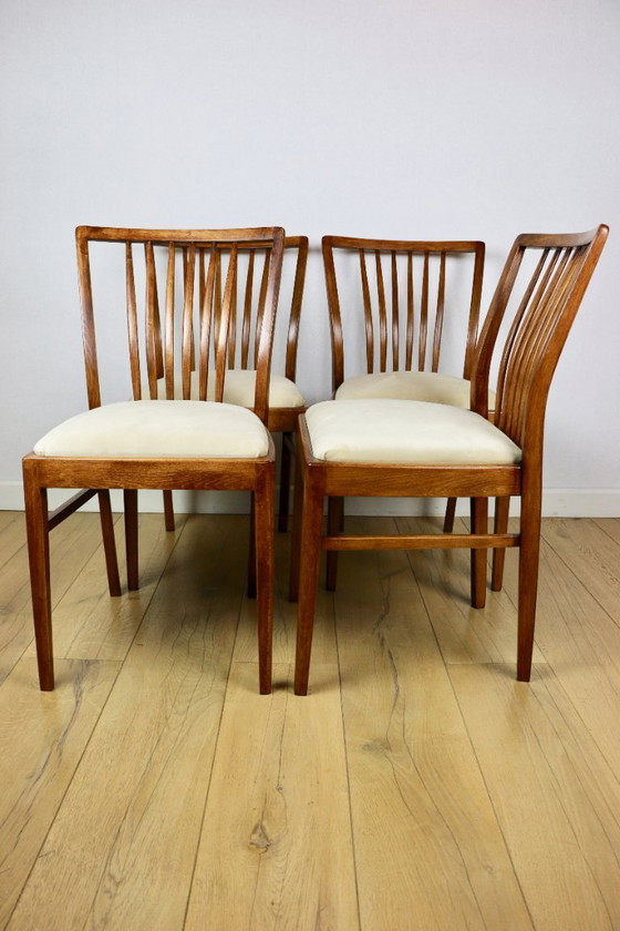 Image 1 of Vintage chairs beige velvet - set of 4