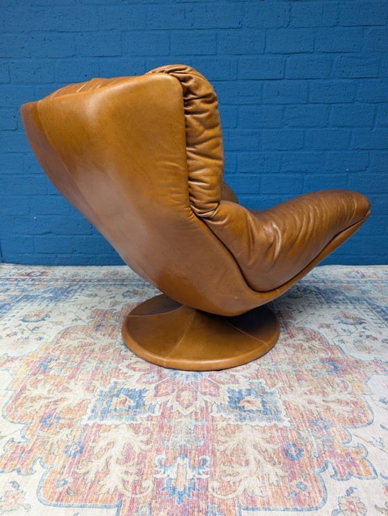Image 1 of Vintage leather swivel armchair, 1970s