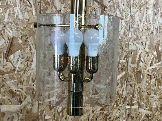 Image 1 of Lampadario anni &#39;60-&#39;70, enorme lampadario a sospensione in vetro Limburg e design cromato