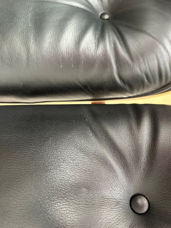 VITRA Eames Lounge Chair e Ottoman originali, Santos Palisander 2005, Sedie girevoli, Pelle, Nero (foto 14 di 14)