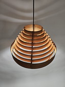 Placage de bois Lampe suspendue attribuée à Hans Agne Jacobson Design suédois 1970