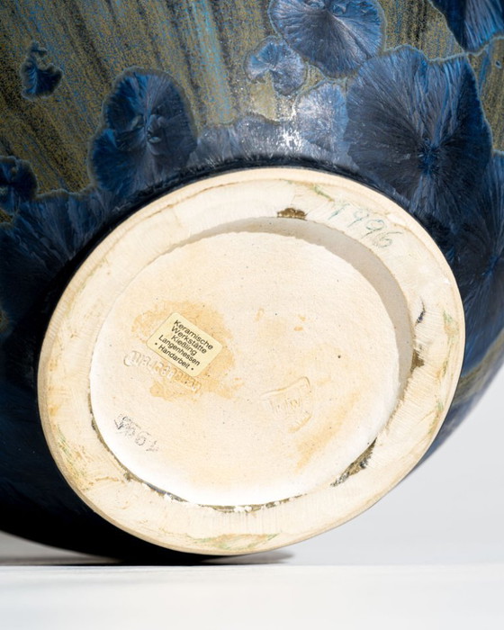Image 1 of Vase en céramique Crystalline Blue Studio d'Albert Kiessling – Allemagne, 1996