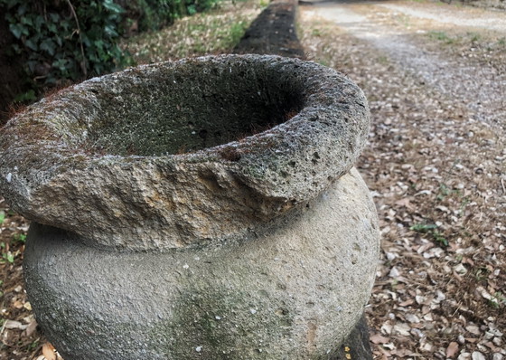 Image 1 of Handcrafted vase from the 1990s carved in tuff