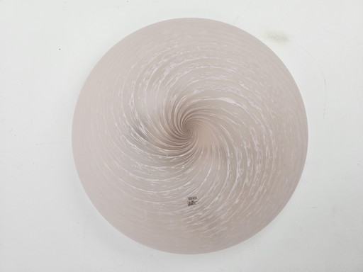 Murano Vetri ceiling lamp with swirl effect and unique pink shade Italy 1970s