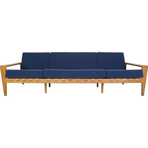 Vintage "Bodö" 3-Sitzer-Sofa aus Eiche und Leder von Svante Skogh für Säffle Möbler, 1950