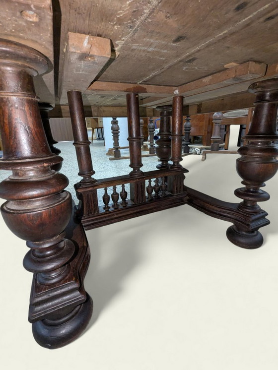 Image 1 of Wilhelminian coffee table | Late 19th century | Antique dining table with wood grain | Vintage furniture