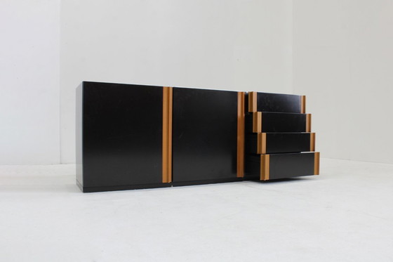 Image 1 of Buffet italien vintage, bois et marbre, années 1970