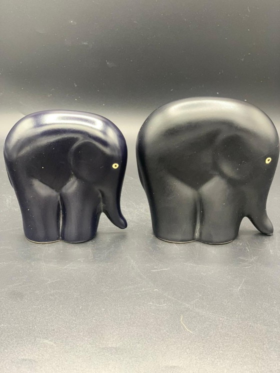 Image 1 of Elki Stoneware elephants matt black 2 pcs