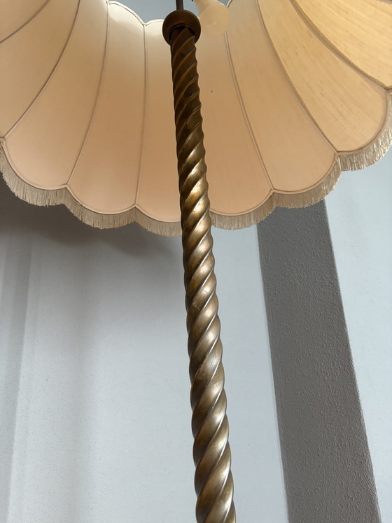 Vintage rope twist Floor light Hollywood Regency Italy – Textile, Brass (photo 7 of 8)