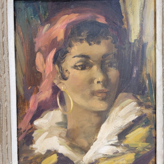 Image 1 of Óleo sobre tabla “Gitana”, 40’s - Francia 