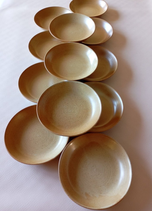 12 assiettes creuses en grès CNP Grès Village (France)