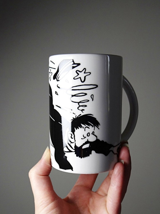 Image 1 of Set of 5 contemporary black and white Tintin porcelain or earthenware mugs/cups