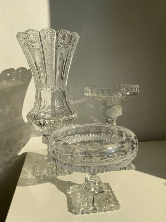 Image 1 of Raro set di 3 oggetti in cristallo di Boemia – Periodo storicista (circa 1880-1890)