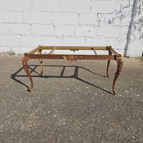 Image 1 of French WHITE Onyx Marble Brass Coffee Table - Style Louis XV 60s