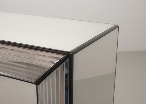Image 1 of Very Exclusive Eyecatching Minimalistic Handcrafted Silver Mirror Console Table / Wall Art Object, 1980s.