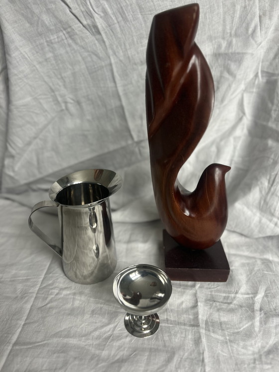 Image 1 of Houten vintage antiek beeld abstrait vogel groot Scandinavisch milieu du siècle