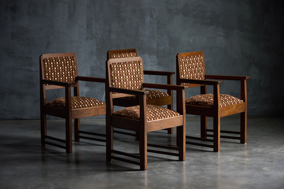 Image 1 of Set di 6 poltrone vintage della scuola di Amsterdam, Paesi Bassi 1940