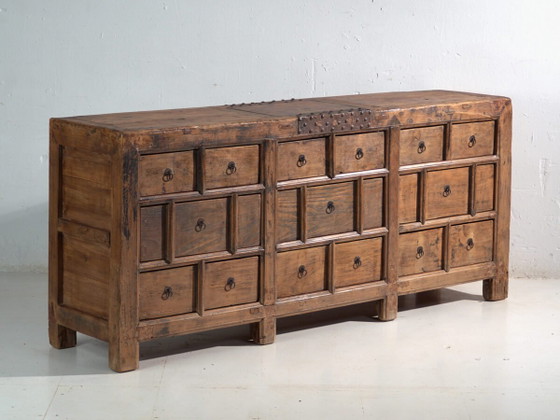 Mobile antico a cassetti multipli in legno di pino – Cina, circa 1930 – Cassettiere, Iron (photo 2 of 40)