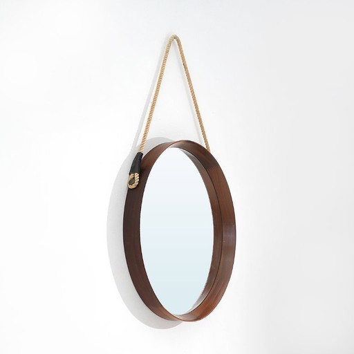 Round teak wall mirror, 1960s