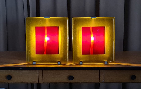 Image 1 of 2 glaskunst wandlampen van Clarisse Dutraive '90