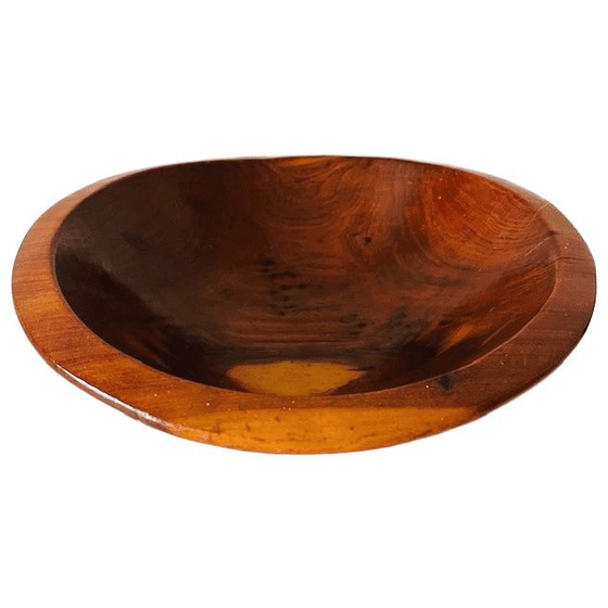 Image 1 of Bol de madera de cerezo de primera calidad, torneado a mano, década de 1970.
