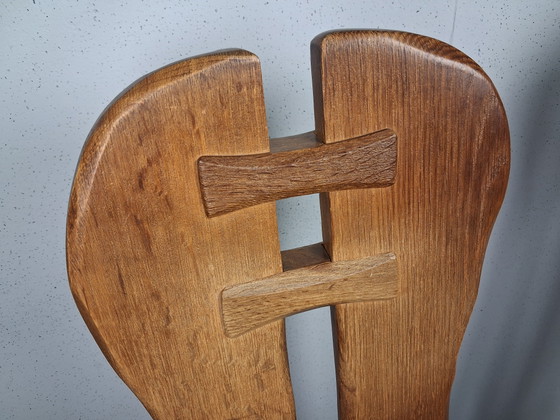 Set van 8 Vintage Brutalistische Stoelen De Puydt, Jaren 60 - 70 – Merk onbekend, Eetkamerstoelen, Wood (photo 8 of 10)