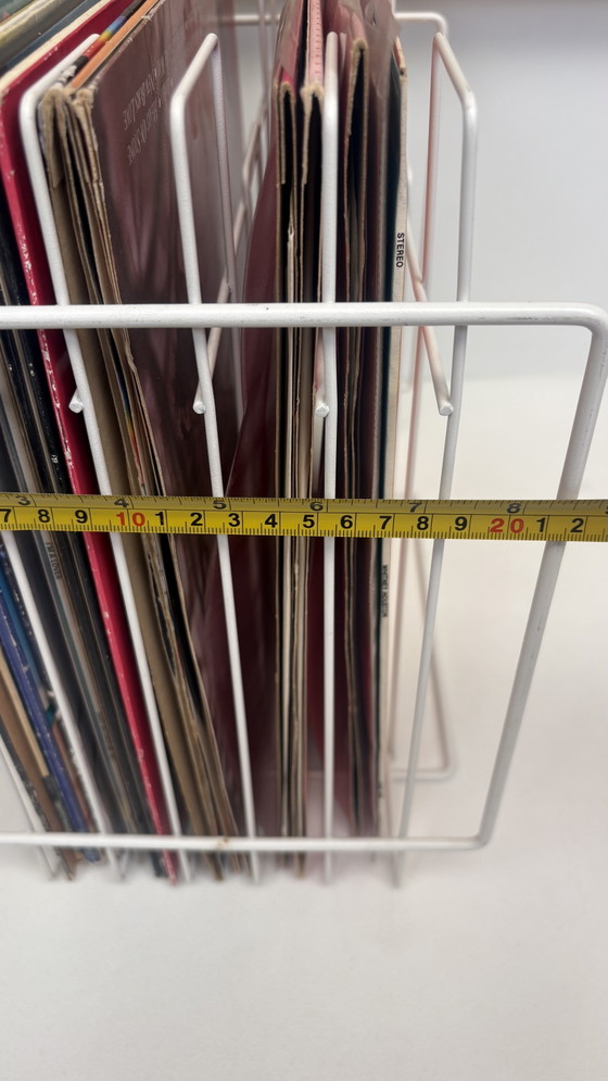 Image 1 of Porta dischi in vinile vintage / supporto per LP in filo d'acciaio bianco