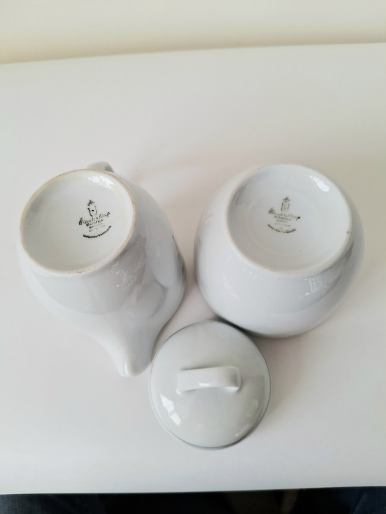 Image 1 of Winterling Rösslau Sugar & Cream Set | Unique Retro Shape | Graphic Gray/Black Decor