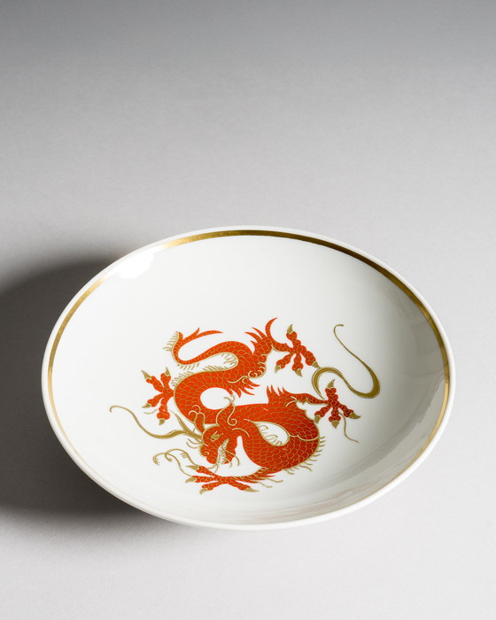 Image 1 of Heinz Schaubach Kunst Vaso di porcellana Ciotola Coperchio-Box Set Dragon Art Déco Jugendstil