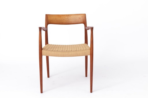 1 de 2 Fauteuil Niels Moller, modèle 57, années 1950 Vintage, assise en corde de papier, chaise de salle à manger, Danemark