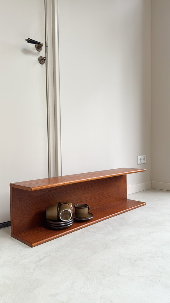 Image 1 of Solid teak wood wall shelf