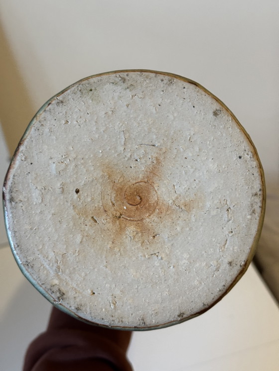 Image 1 of Vintage groene keramiek vaas - studio pottery