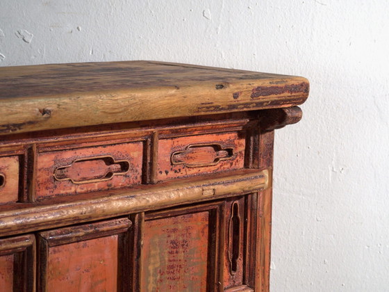Antique lacquered cabinet in pine wood – China, circa 1930 – Storage cabinet, Iron (photo 23 of 40)