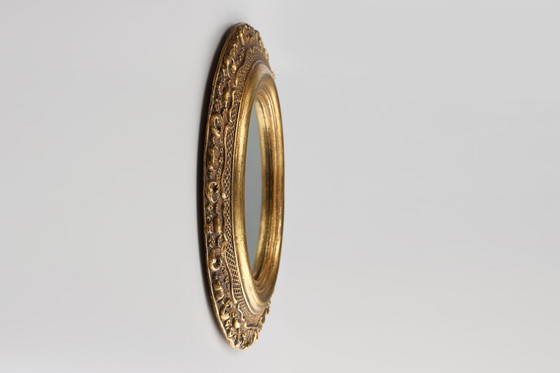 Image 1 of French Baroque Style Oval Mirror in Gilded Wood with Floral Decorations
