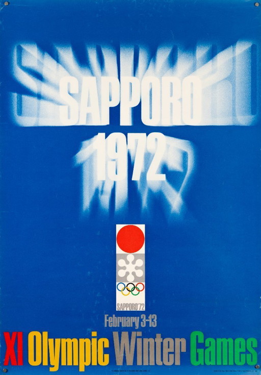 Sapporo 1972 XI Olympic Winter Games – 1972 – Original Vintage Olympic Poster by Gan Hosoya – Mid-Century Modern – 104.0x72.5 cm